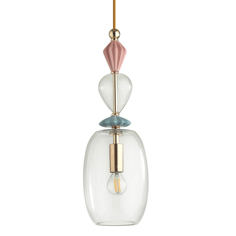 Подвесной светильник Iris Glas hanging lamp candy B Прозрачное Стекло Розовый пастельный Голубой в Нижнем Новгороде | Loft Concept 