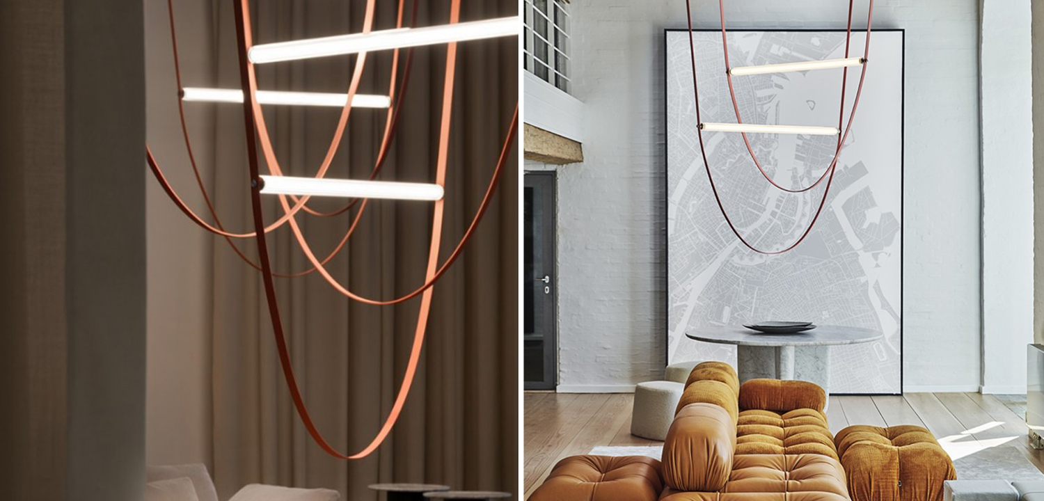 Подвесной светильник на кожаном ремне Flos Wireline - фото