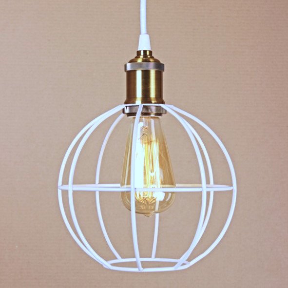 Подвесной светильник Wire Cage Pendant Ball White Белый в Нижнем Новгороде | Loft Concept 