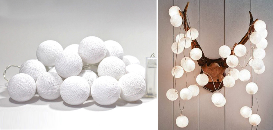 Гирлянда хлопковые фонарики Сotton Ball White - Loft-Concept в Нижнем Новгороде