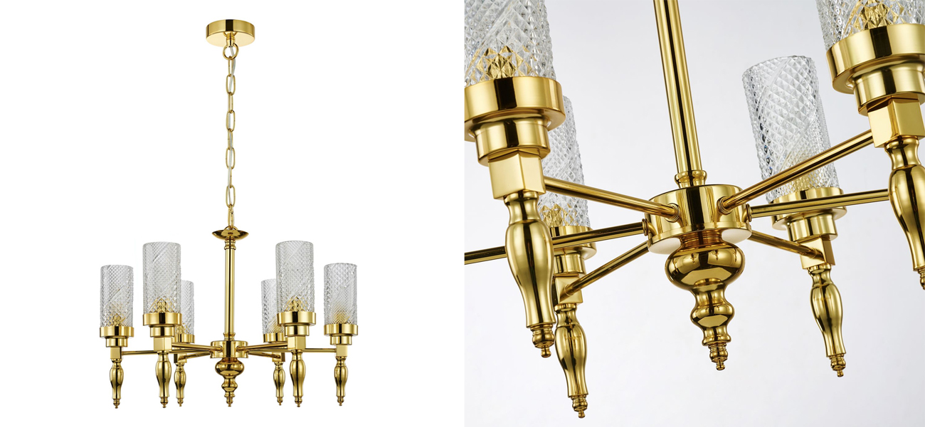 Люстра золотого цвета Balusters D55 см - фото