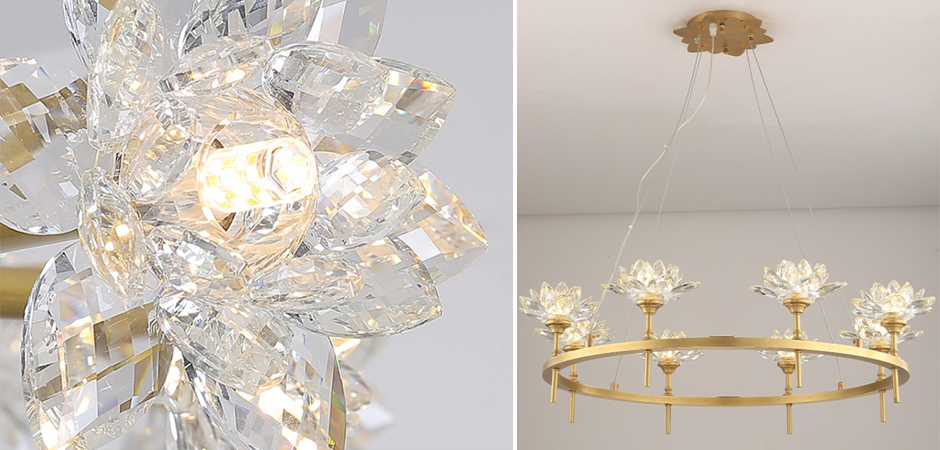 Люстра Хрустальные Цветы Лотоса Lotus flower Clear Glass lamp 8 Люстра Хрустальные Цветы Лотоса Lotus flower Clear Glass lamp 8 - Loft-Concept в Нижнем Новгороде