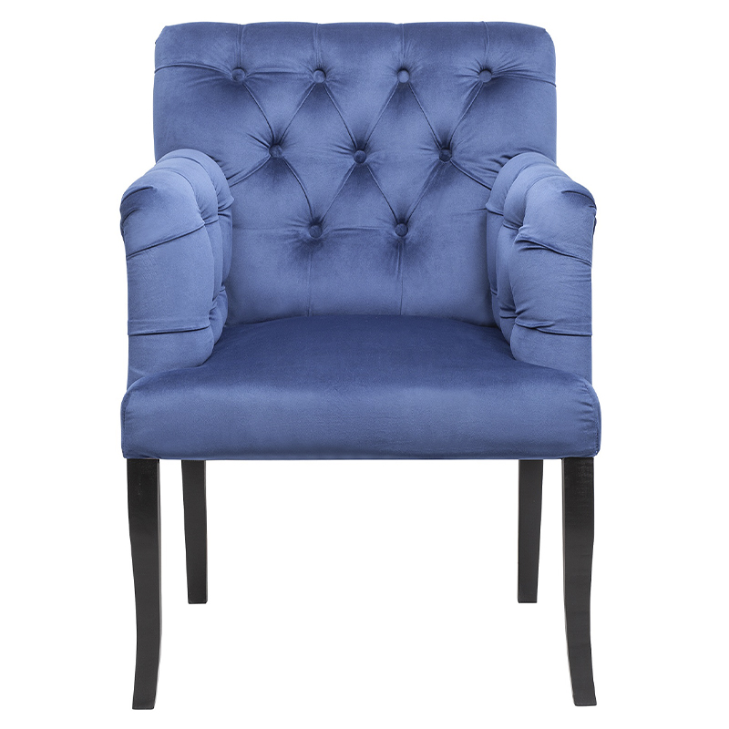 Кресло Addison Chic Armchair deep blue velour Синий Черный в Нижнем Новгороде | Loft Concept 