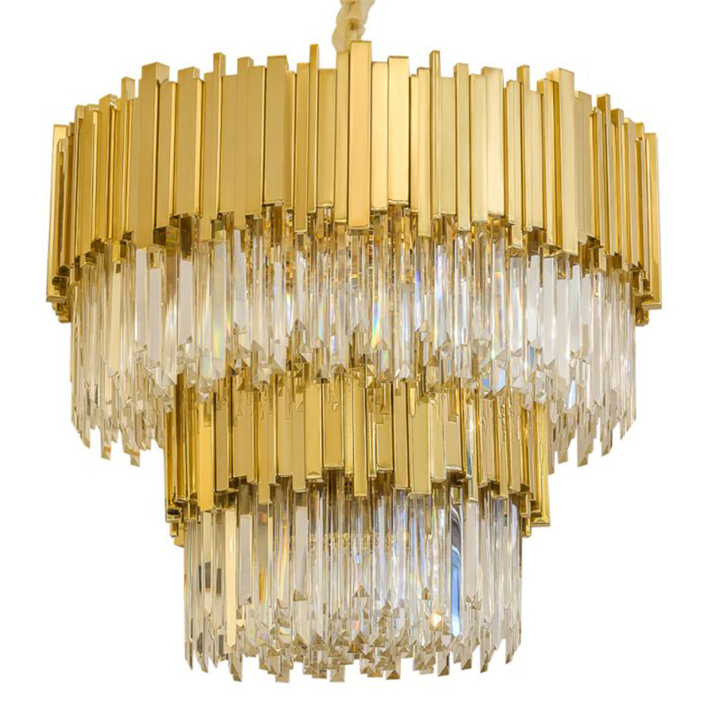 Круглая многоярусная люстра Luxxu Modern Cascade Chandelier Gold Metal Glass Золотой Прозрачное Стекло в Нижнем Новгороде | Loft Concept 