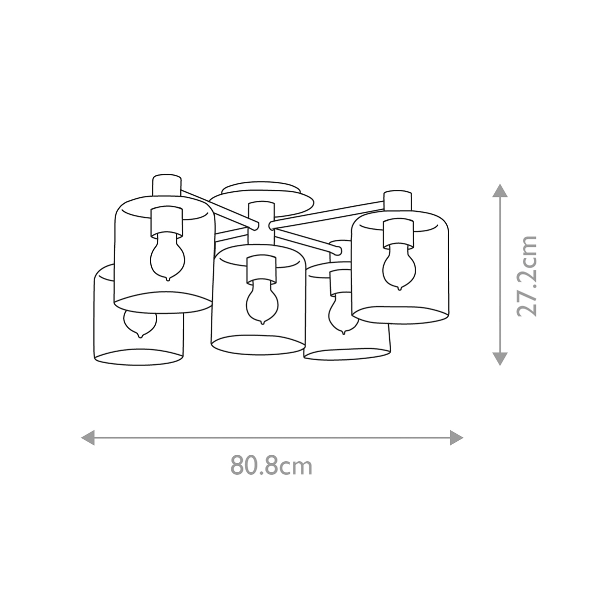 Потолочный светильник цвета латунь с пятью прозрачными цилиндрическими плафонами Hinkley в Нижнем Новгороде