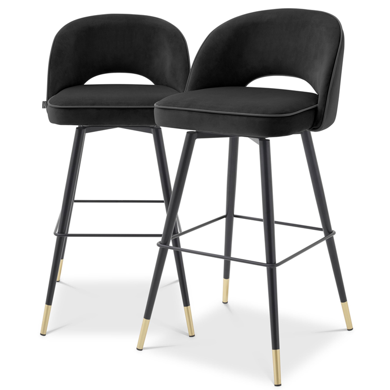 Комплект барных стульев Eichholtz Bar Stool Cliff set of 2 black Черный Латунь в Нижнем Новгороде | Loft Concept 