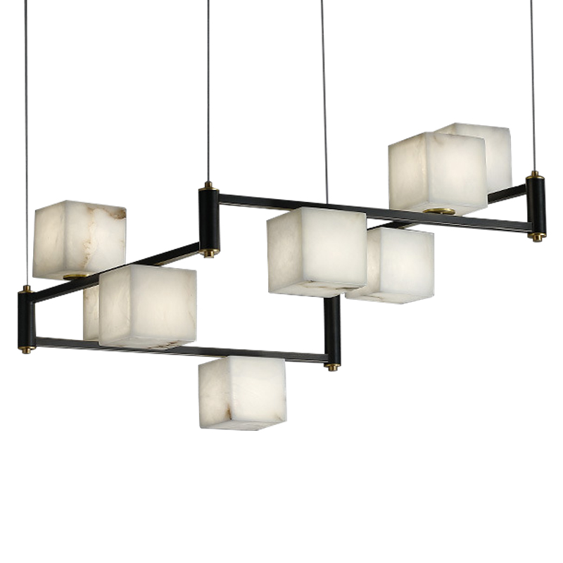 Люстра Marble Cubes Modern Light Chandelier 8 плафонов Латунь Черный Белый Мрамор Bianco в Нижнем Новгороде | Loft Concept 