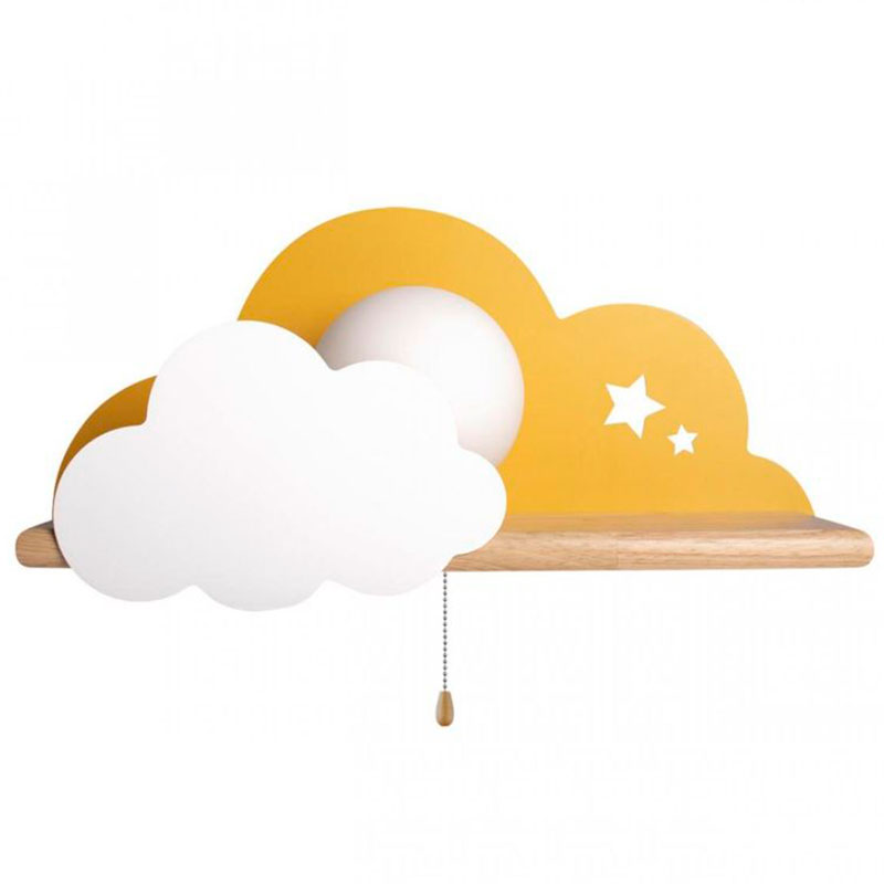 Бра с полкой желтое Облако Wall Lamp Yellow Cloud Желтый Древесина в Нижнем Новгороде | Loft Concept 