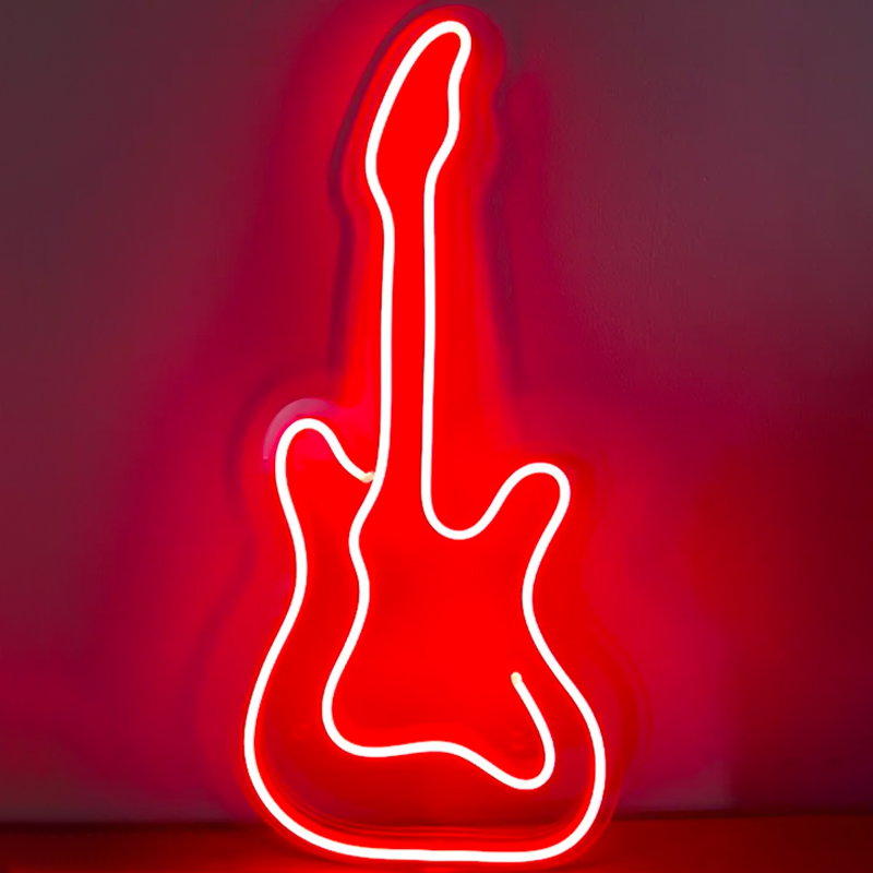 Неоновая настенная лампа Guitar Neon Wall Lamp Красный Прозрачный в Нижнем Новгороде | Loft Concept 