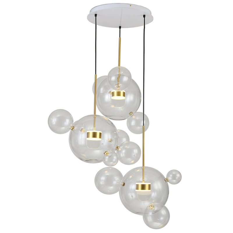 Люстра Bolle Circular Chandelier 14 BUBBLE Giopato & Coombes Прозрачный (Transparent) Латунь в Нижнем Новгороде | Loft Concept 