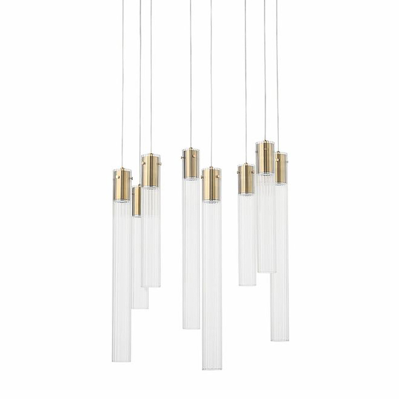 Люстра Jenae Glass Tubes Chandelier 8 Прозрачное Стекло Латунь в Нижнем Новгороде | Loft Concept 