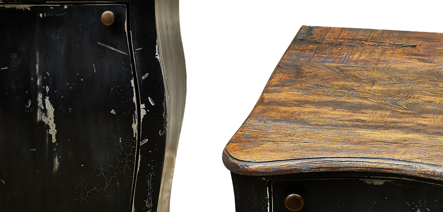 Комод длинный в стиле прованс Black Vintage Commode Черный - фото