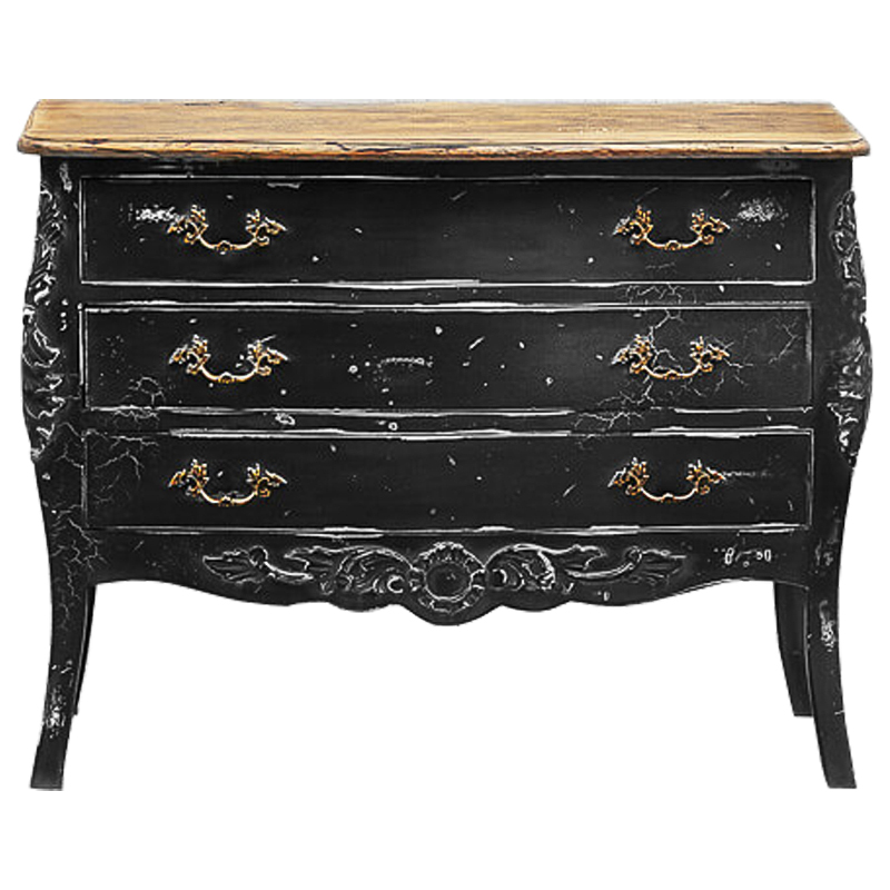 Комод в стиле прованс Carved Black Vintage Commode Черный Коричневый Винтажный черный в Нижнем Новгороде | Loft Concept 