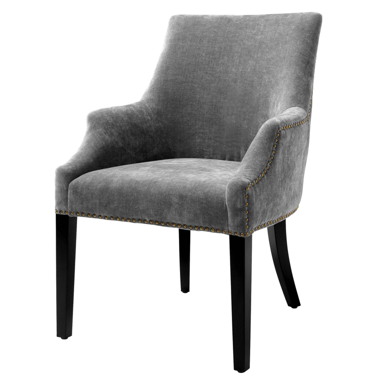 Стул Eichholtz Dining Chair Legacy grey Серый Черный Латунь Античная полированная в Нижнем Новгороде | Loft Concept 