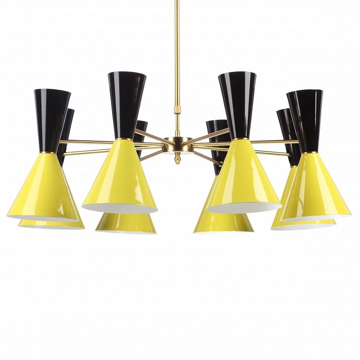 Люстра CAIRO Chandelier 8 Armblack black and yellow Черный Желтый Латунь в Нижнем Новгороде | Loft Concept 