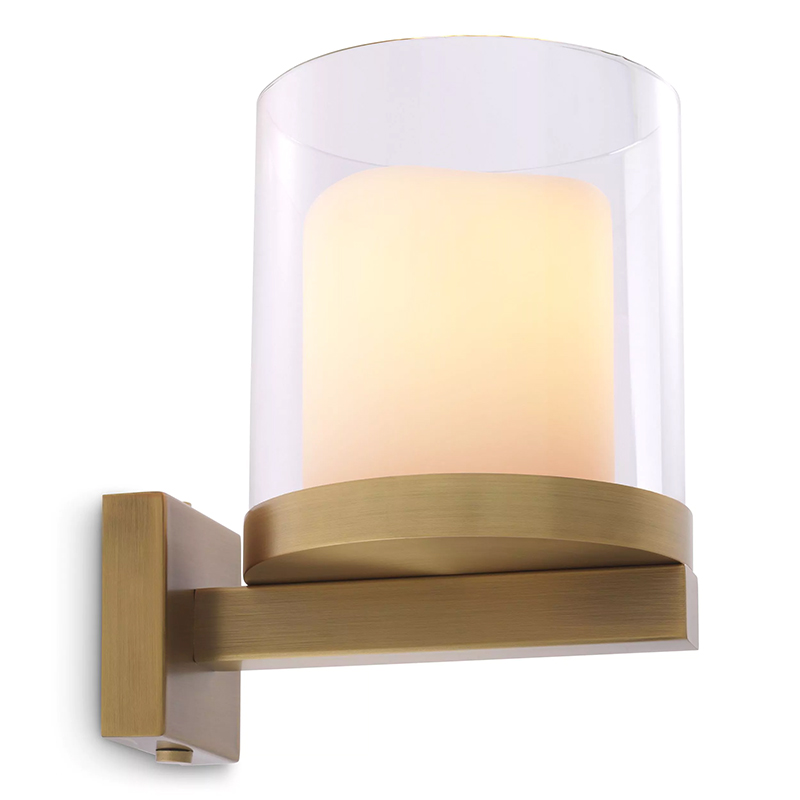 Бра Eichholtz Wall Lamp Donovan Brass Белый Латунь Прозрачное Стекло в Нижнем Новгороде | Loft Concept 