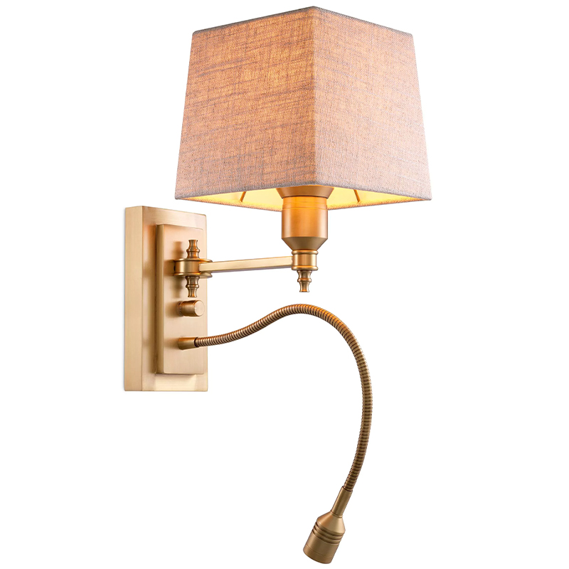 Бра Eichholtz Wall Lamp Ellington Brass Бежево-серый Латунь в Нижнем Новгороде | Loft Concept 