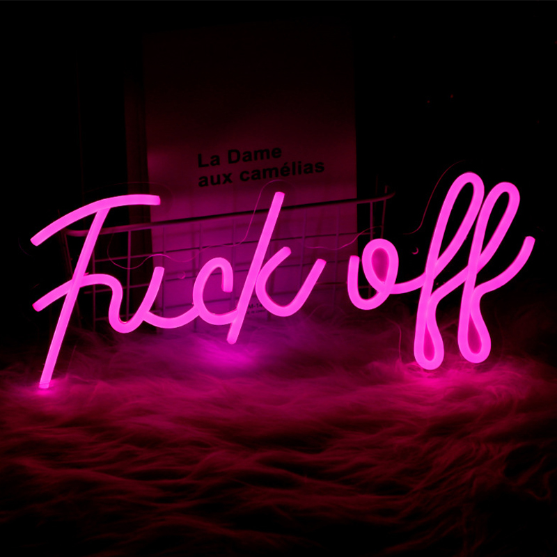 Неоновая настенная лампа Fuck Off Neon Wall Lamp Розовый Розовый Прозрачный в Нижнем Новгороде | Loft Concept 