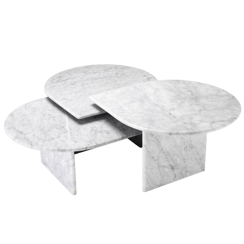 Комплект кофейных столов Eichholtz Coffee Table Naples Set of 3 Carrera Белый Мрамор Bianco в Нижнем Новгороде | Loft Concept 