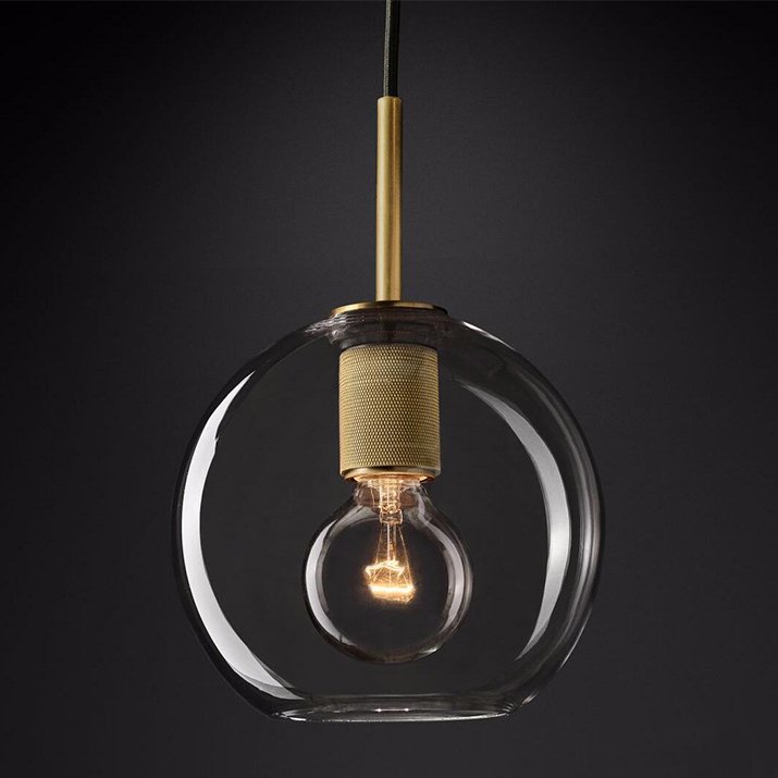 Подвесной светильник RH Utilitaire Globe Pendant Brass Латунь Прозрачное Стекло в Нижнем Новгороде | Loft Concept 