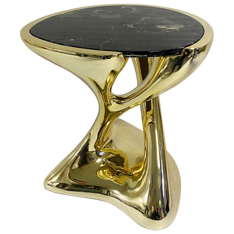 Приставной стол Molten Gold Side Table Глянцевое золото Черный Мрамор Nero в Нижнем Новгороде | Loft Concept 