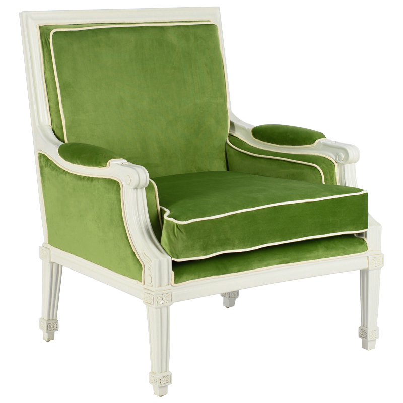 Кресло French Provence Armchair Ferrand green Зеленый смок Белый в Нижнем Новгороде | Loft Concept 