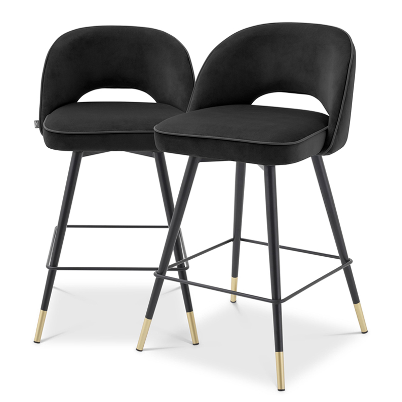 Комплект полубарных стульев Eichholtz Counter Stool Cliff set of 2 black Черный Латунь в Нижнем Новгороде | Loft Concept 