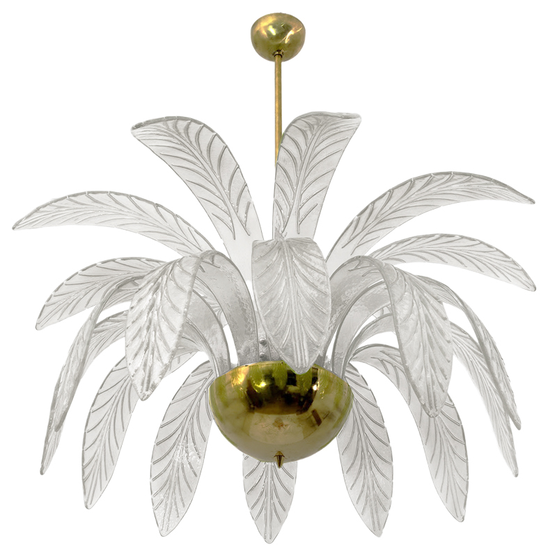 Люстра Modern Chandelier Palm White Стеклянные Листья Пальмы  Золотой Белое матовое стекло в Нижнем Новгороде | Loft Concept 
