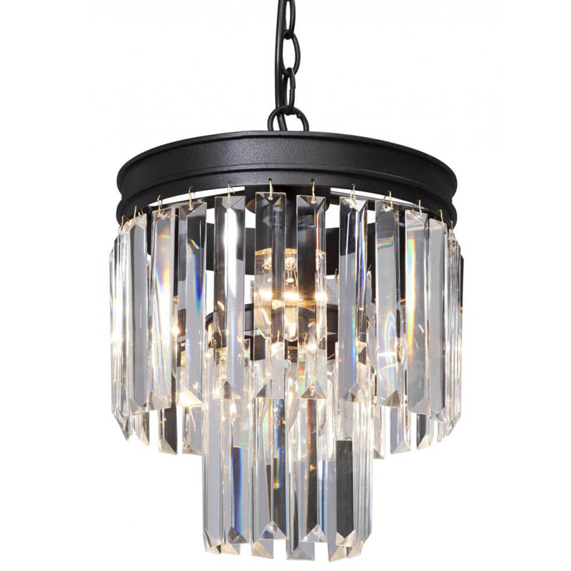 Светильник ODEON CLEAR GLASS Pendant lamp прозрачное Стекло D 27 Черный матовый в Нижнем Новгороде | Loft Concept 