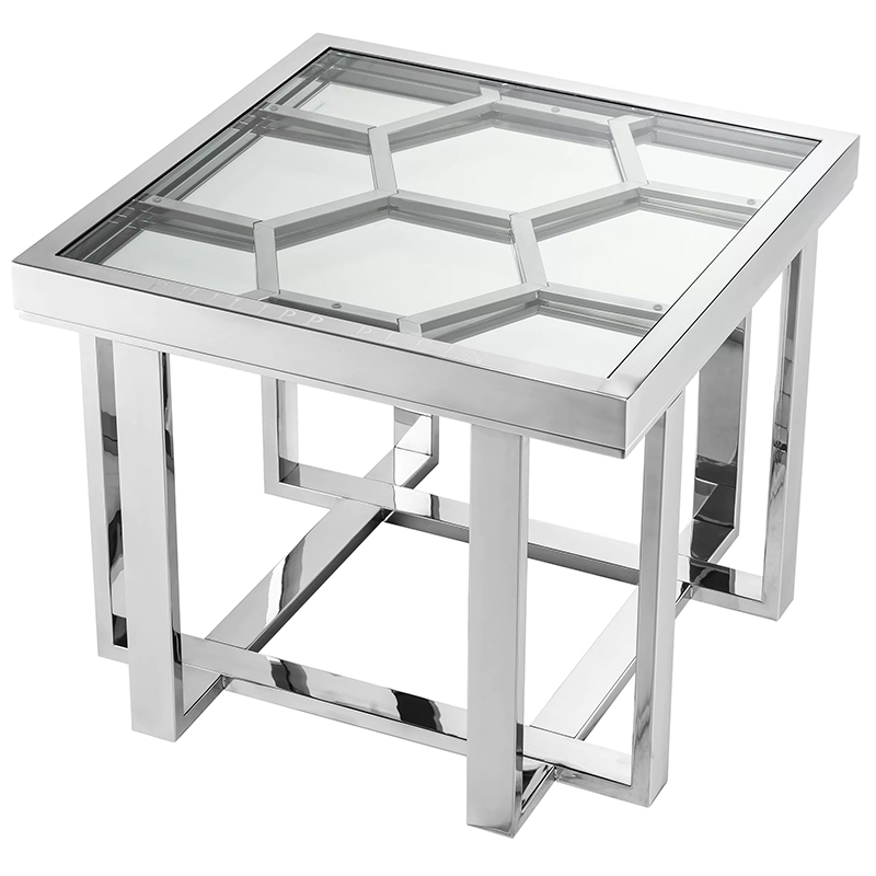 Приставной стол Philipp Plein Side Table Skeleton Chrome Хром Зеркало Прозрачное Стекло в Нижнем Новгороде | Loft Concept 