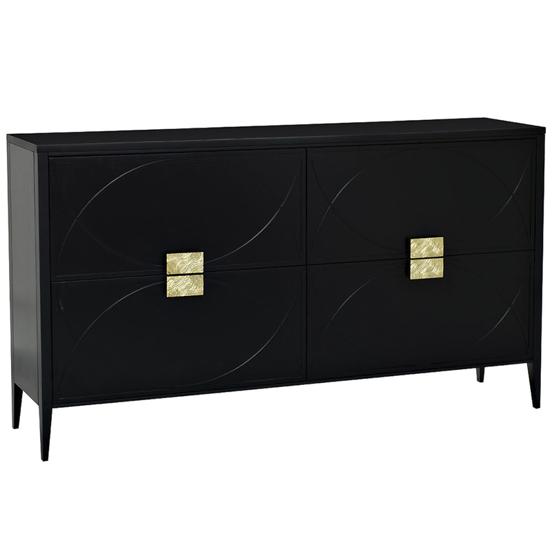 Комод с 4-мя ящиками Amelie Black Chest of Drawers Черный Черный Золотой в Нижнем Новгороде | Loft Concept 