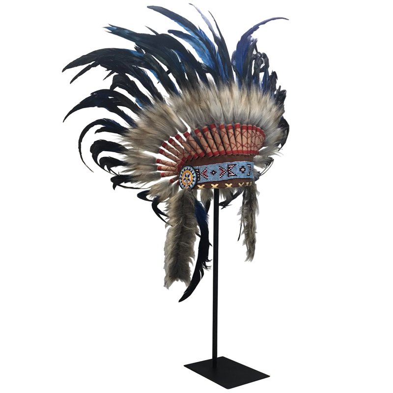 War bonnet Индейский венец из перьев темно-синий  Темно-синий Красный в Нижнем Новгороде | Loft Concept 