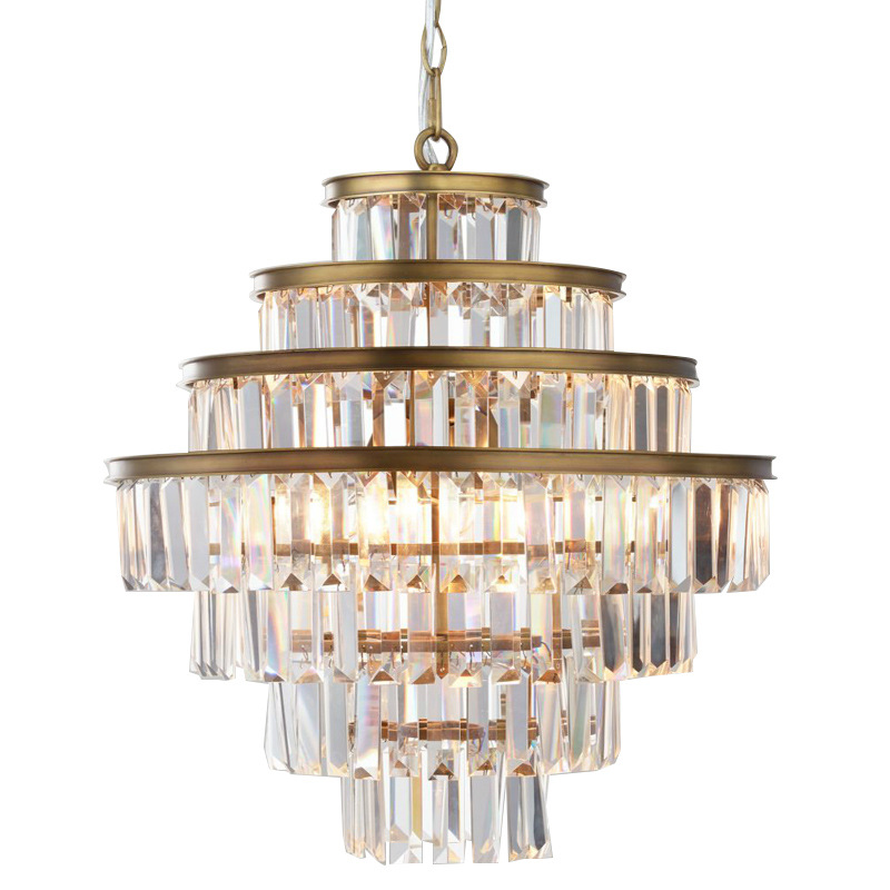 Люстра RH Alaine Crystal Large Pendant Antiqued Brass Золотой Прозрачное Стекло в Нижнем Новгороде | Loft Concept 