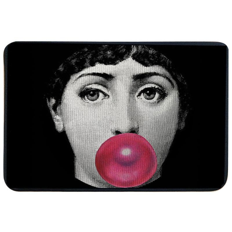 Ковер для прихожей и ванной Fornasetti Pink Bubblegum Rug Черно-белый Розовый в Нижнем Новгороде | Loft Concept 