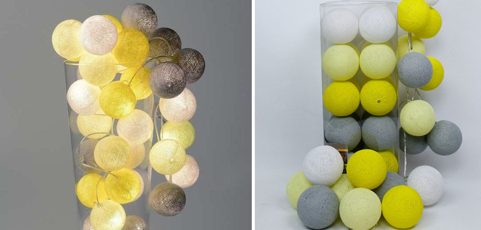 Гирлянда хлопковые фонарики Сotton Ball Yellow - Loft-Concept в Нижнем Новгороде