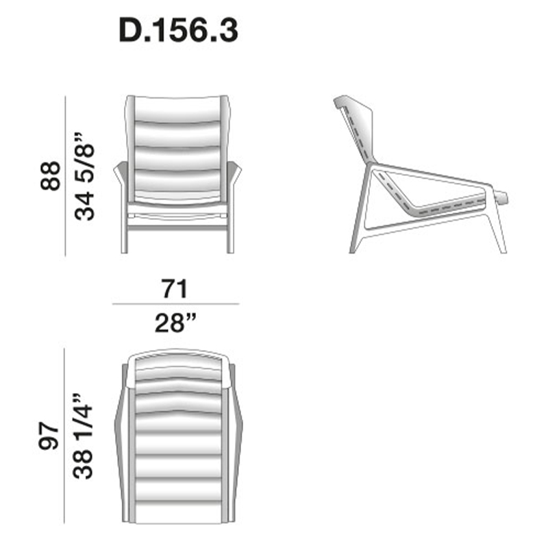 Дизайнерское кресло с подлокотниками из массива дерева Gio Ponti D.156.3 Armchair в Нижнем Новгороде