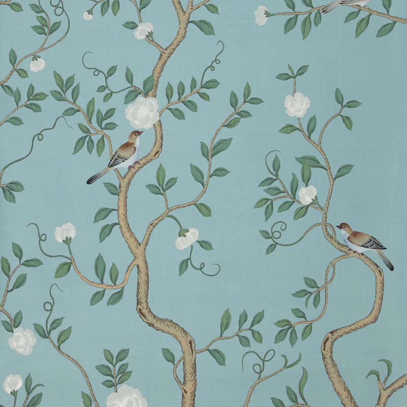 Обои ручная роспись Gustavian Garden Special Colourway on Duck Egg dyed silk  в Нижнем Новгороде | Loft Concept 