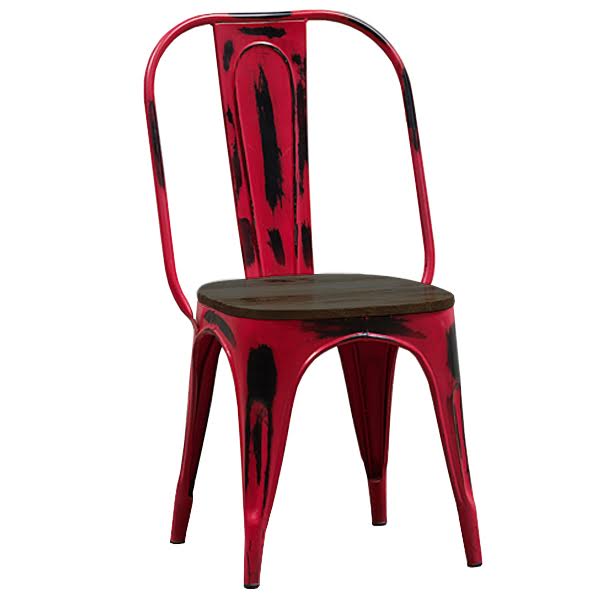 Кухонный стул Tolix Marais Chair Vintage Red Wood Бургундский красный Коричневый в Нижнем Новгороде | Loft Concept 