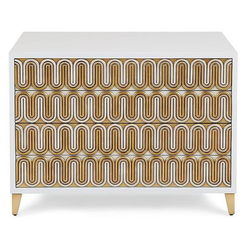 Комод Park Avenue Brass Wave Pattern Chest of Drawers Белый Золотой в Нижнем Новгороде | Loft Concept 