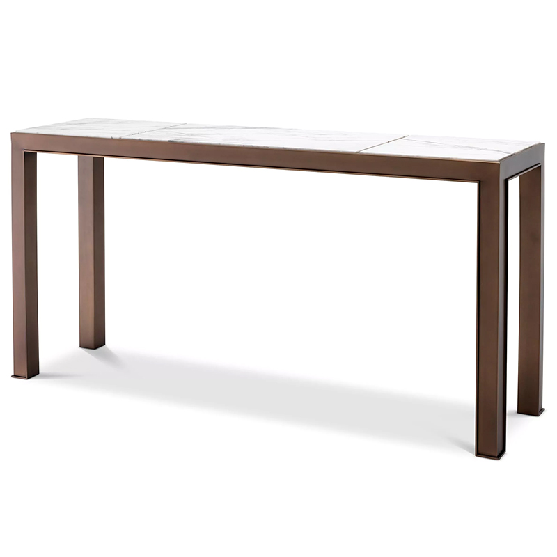 Консоль Eichholtz Console Table Tardieu Белый Мрамор Bianco Бронза Винтажная латунь в Нижнем Новгороде | Loft Concept 