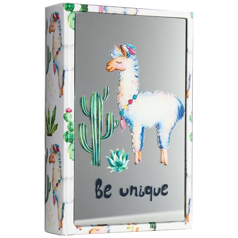 Шкатулка-книга Funny Llama and Cactus Mirror Book Box Мульти Белый в Нижнем Новгороде | Loft Concept 