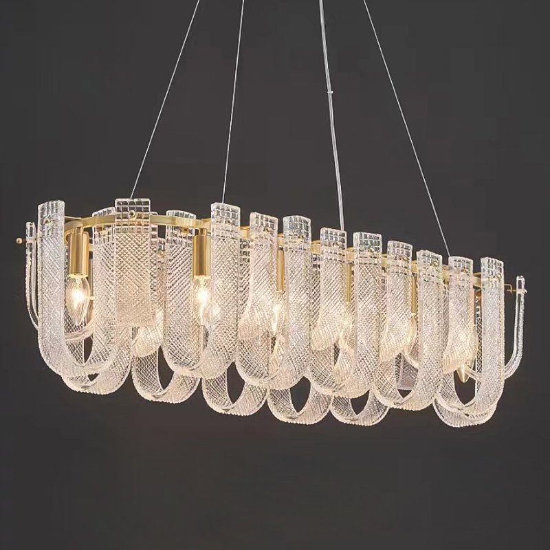 Линейная Люстра Prudence Textured Glass Chandelier A Золотой Прозрачное Стекло в Нижнем Новгороде | Loft Concept 