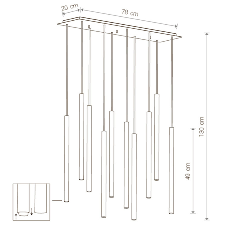 Светильник Trumpet Rectangle Black 10 плафонов в Нижнем Новгороде