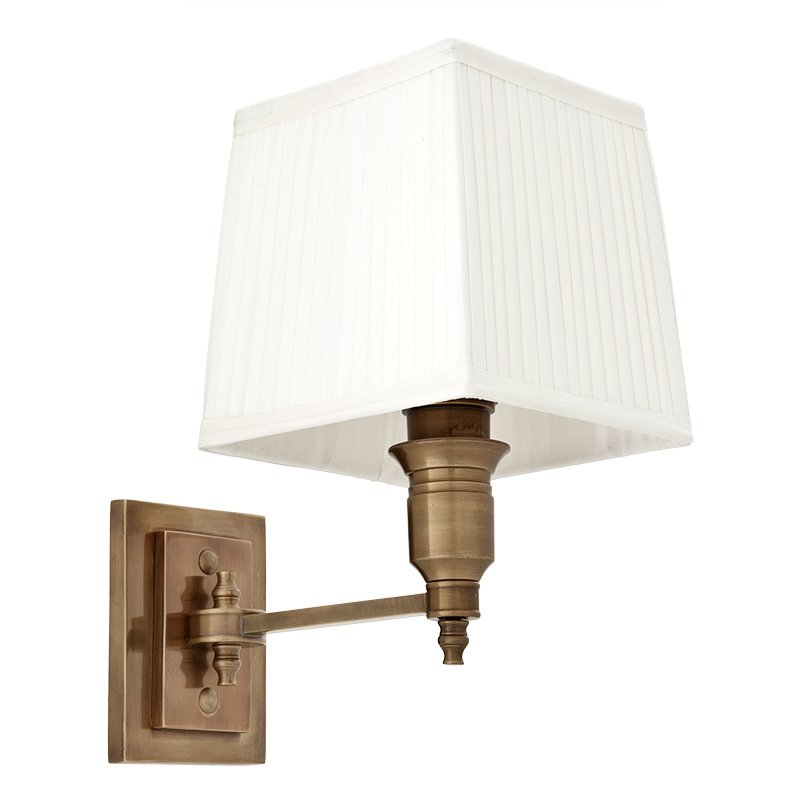 Бра Wall Lamp Lexington Single Brass+White Латунь Античная полированная Белый в Нижнем Новгороде | Loft Concept 