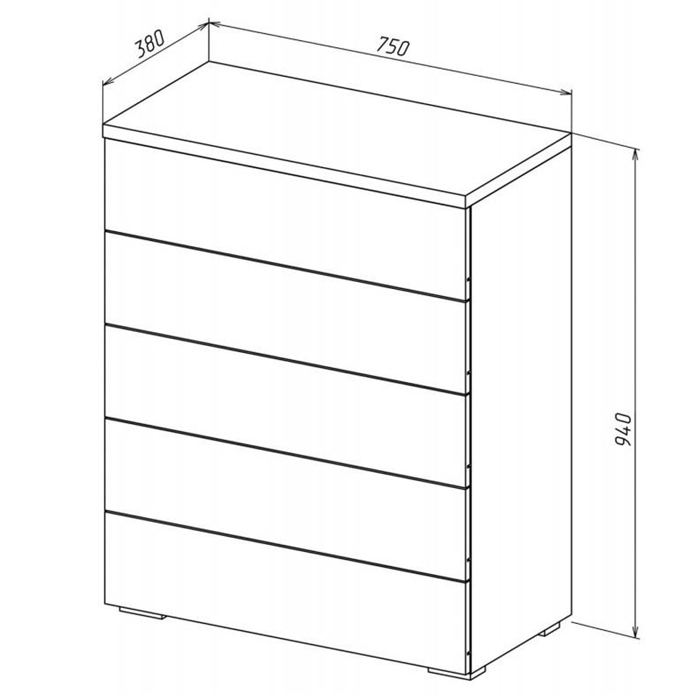 Комод с белым глянцевым фасадом с 5-ю ящиками Grace of Furniture  в Нижнем Новгороде