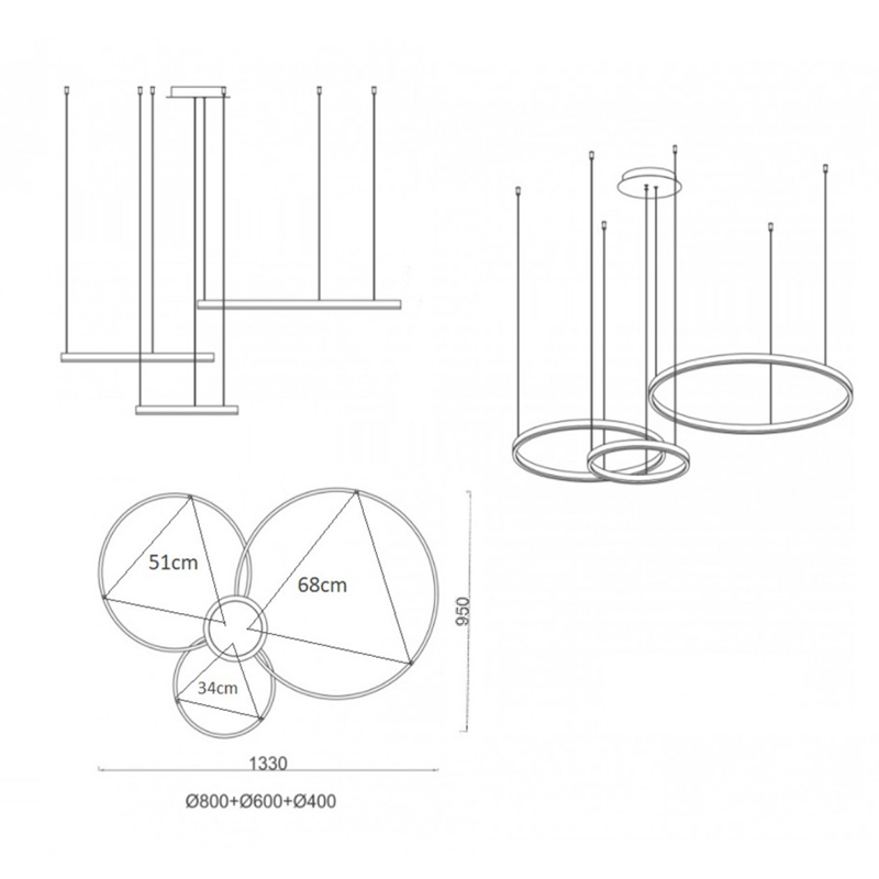 Люстра Crystal round chandelier 3 кольца Белый в Нижнем Новгороде