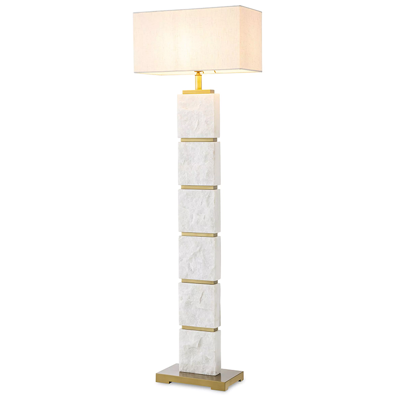 Торшер Eichholtz Floor Lamp Newton Marble Белый Мрамор Bianco Кремовый Латунь в Нижнем Новгороде | Loft Concept 