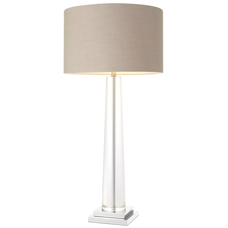 Настольная лампа Eichholtz Table Lamp Oasis Прозрачное Стекло Бежево-серый Никель в Нижнем Новгороде | Loft Concept 