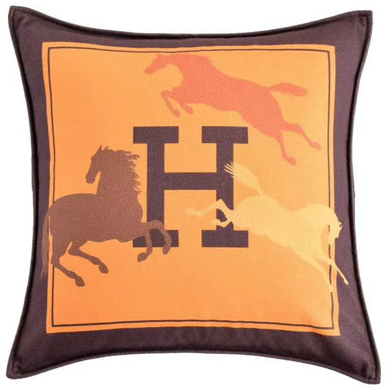 Декоративная подушка Hermes Horse 45 Желтый Коричневый Оранжевый в Нижнем Новгороде | Loft Concept 