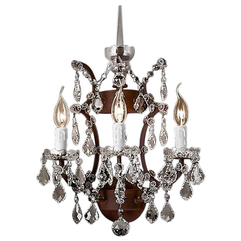 Бра 19th c. Rococo IRON & CLEAR CRYSTAL Brown Wall Lamp Коричневый винтаж Прозрачное Стекло в Нижнем Новгороде | Loft Concept 